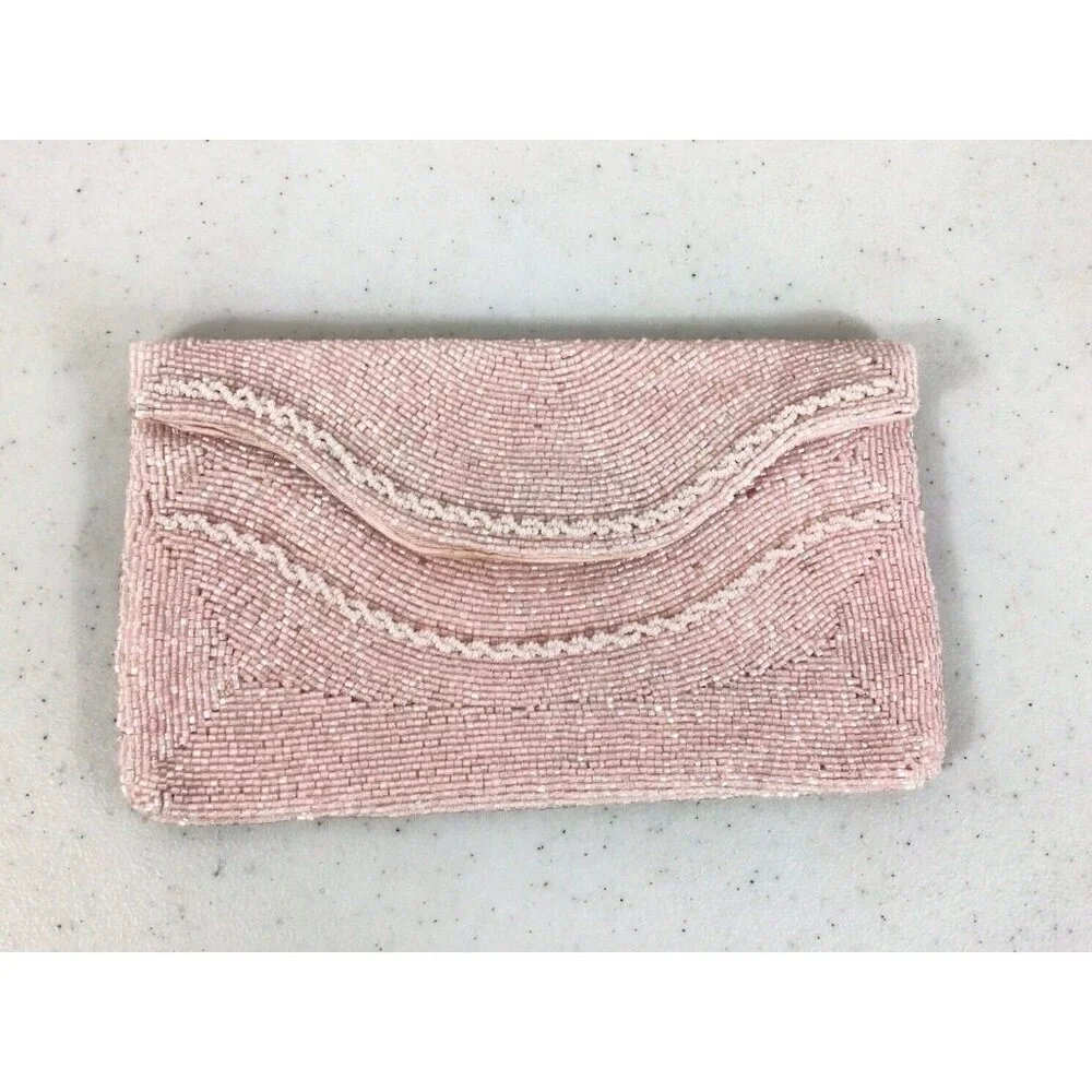 Richer Pink Sequin Beaded Bag Clutch Made in Japan